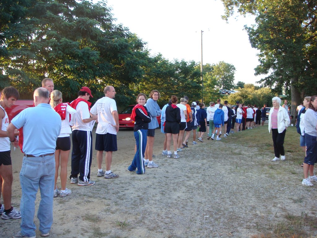 Run Thru Hell 2008 016.jpg - The official waiting line fo the Porta-Potty, which was down this line, then around the cornor, and actually went behind us also. The nearer race time grew, the more popular the bushes grew and the bolder the users grew.